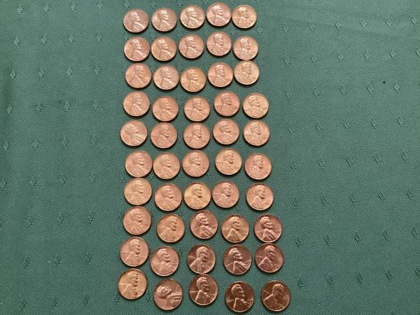 1968 S BU Pennies roll copper 1