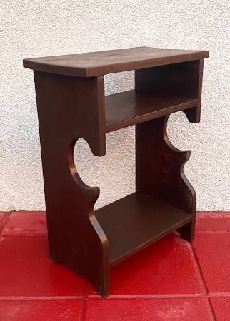 Vintage Solid Wood Small 2-Tier Side Table/Shelf 1