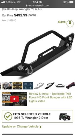 1998-2006 Jeep Wrangler TJ & YJ Bumper 1