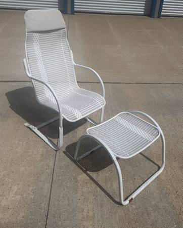 Lloyd Loom Flanders Perma Wicker Springer  White Chair with Ottoman Footstool Vi 1
