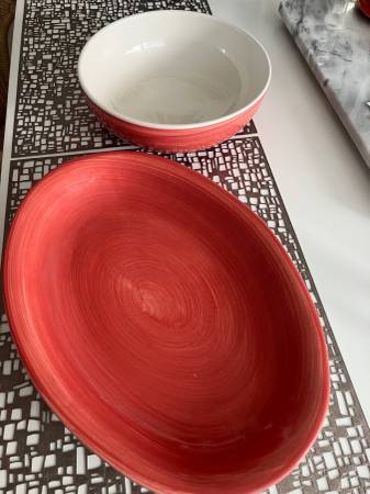 Coral Ceramic Serving Platter & Salad Bowl - MADE IN ITALY. (NEW!) 1