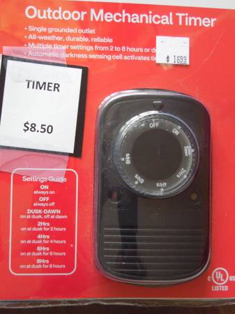 Outdoor Mechanical & Photocell Timer $8.50 --New In Package-Half Price 1
