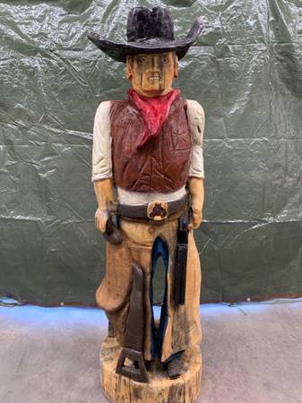 Pine wood carving cowboy 1