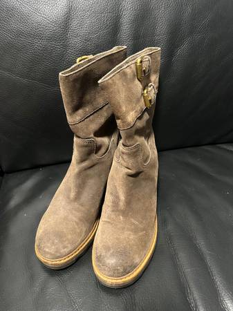Prada Suede Harness Moto Buckle Ankle Boots 1