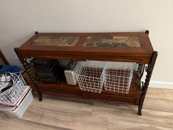 Rustic wood/tile/metal table 1