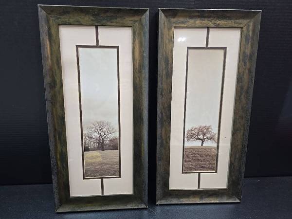 Beautiful 2-11x23 Framed Wall Decor Landscape Pieces 1