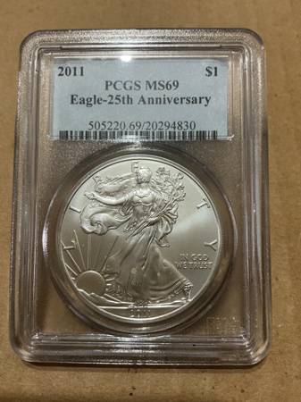 2011 American Silver Eagle PCGS MS69 25th Anniversary 1