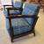 Habitat for Humanity Restore – Wood Frame Blue Plaid Armchairs, EACH 3 thumbnail