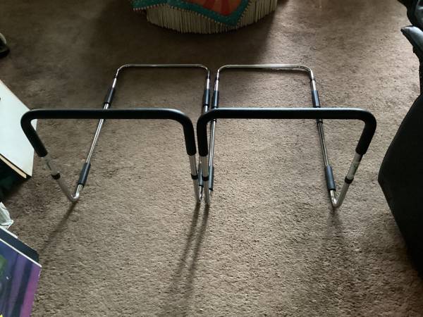 2 Essential Medical Adjustable metal safety Bed Rail Bar padded handle 1