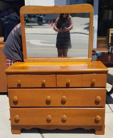 Solid Maple Dresser with Mirror 1