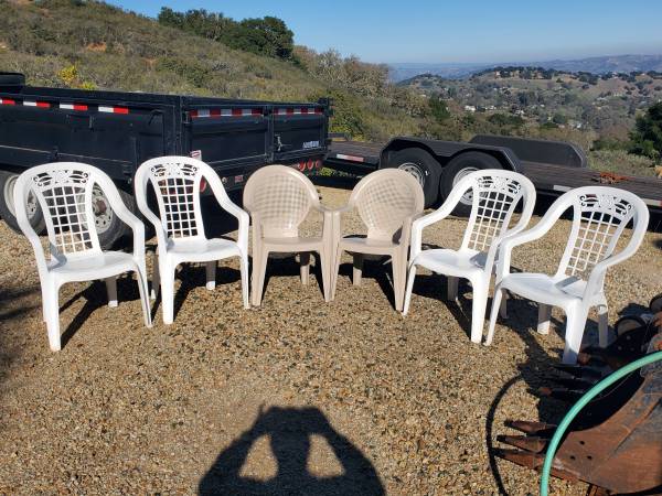 Resin Frame High-Back Stackable Chairs (6) six 1