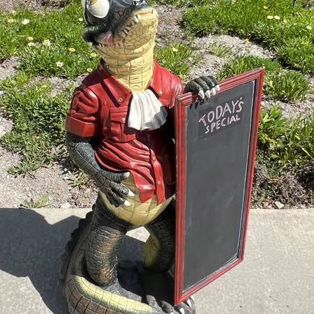 Extra Large Alligator Butler Statue w/Chalkboard Menu Restaurant Decor 1