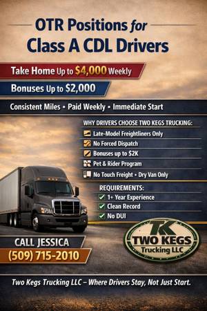 🔥HOT MARKET | EARN UP TO $4000 | CDL - A OTR DRIVER NEEDED 1
