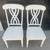 Pair of White Wood Lattice Back Dining Chairs 2 thumbnail