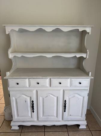White Rustic Wood Hutch 1
