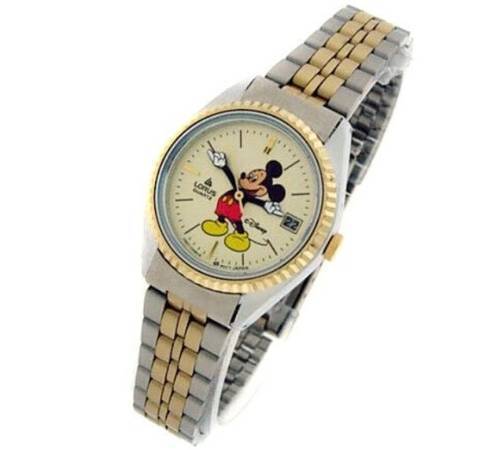 *RARE Working Vintage MICKEY MOUSE LORUS SEIKO Coin Bezel Quartz Watch 1