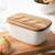 BUTTER DISH - White Porcelain Butter Dish with Wooden Lid 1 thumbnail