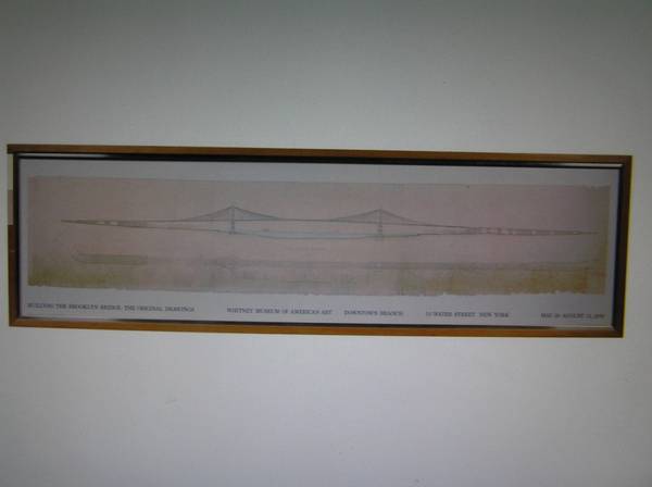 FRAMED BROOKLYN BRIDGE POSTER * 59 X 16h * WHITNEY MUESUM 1