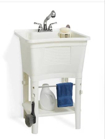Complete Laundry Utility Sink with Faucet and hardware 1