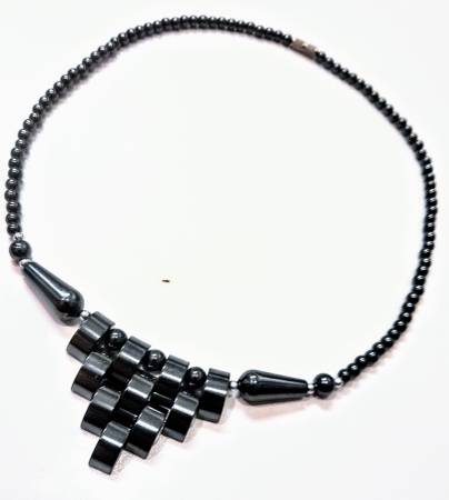 Hematite Black Beaded Pendant Necklace 18” Non Magnetic 1