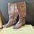 Franco Sarto Taupe Brown Leather Knee-High Heeled Boots with Box 11M 3 thumbnail