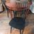Solid wood circle/ oval dining table w/ metal accents & leaf, chairs 8 thumbnail