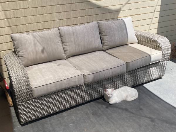 Six Cushion Wicker Outdoor Patio Sofa 1