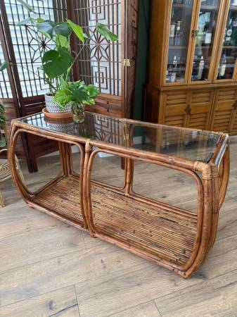 Mid Century Console Table Entry Table Bamboo 1
