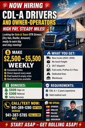 DRIVERS CDL CLASS A AND OWNER-OPERATORS 1