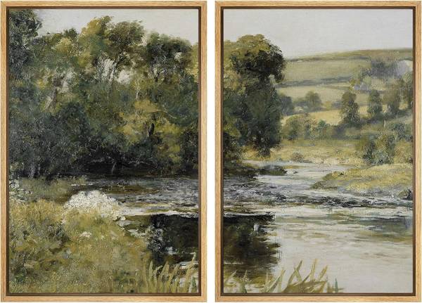 2 Framed Canvas Print Wall Art Nature 16" x 24"  NEW 1
