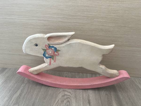 Easter Decoration - Vintage Wooden Rocking Rabbit 1