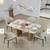Modern Marble-Pattern Dining Table with 6 White Chairs 6 thumbnail