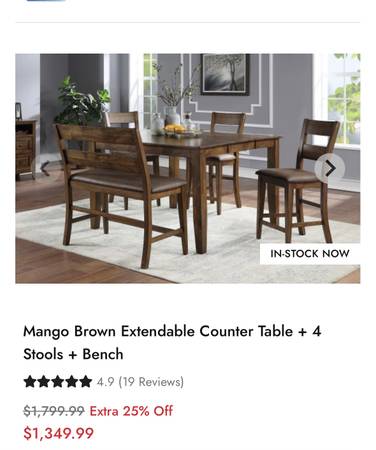 6piece Mango Brown Dining Set 1