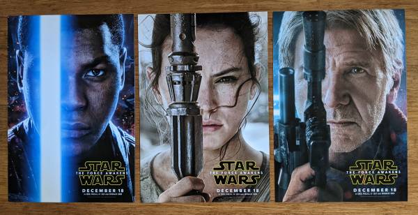 STAR WARS The Force Awakens AUTHENTIC Double Sided Movie Posters