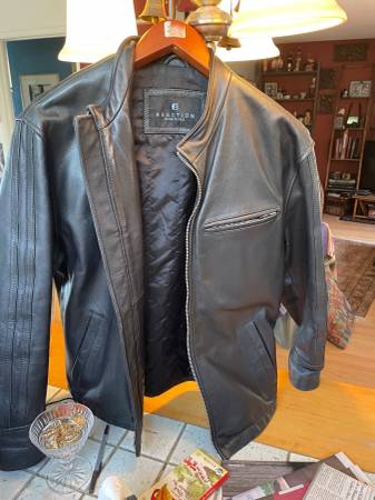 Men's Medium Black Motorcycle Jacket:  Kenneth Cole Reaction 1