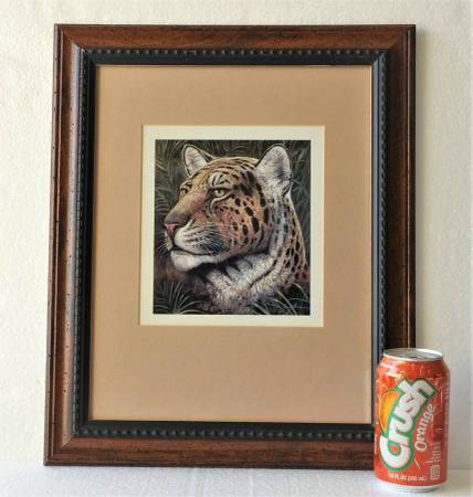 Ruane Manning Tiger Lithograph Print Matted/Framed Behind Glass Signed 1