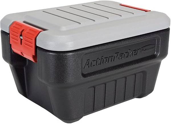 Rubbermaid ActionPacker Lockable Storage Box, 8 Gallon, Grey and Black 1