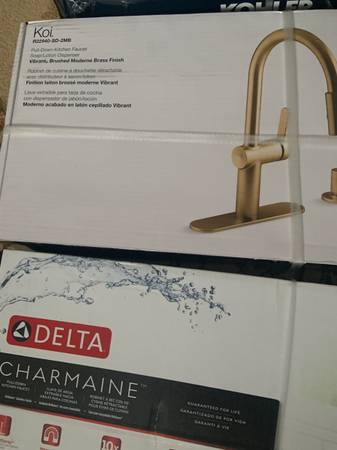 Kohler and Delta kitchen faucet with soap pump various colors 1