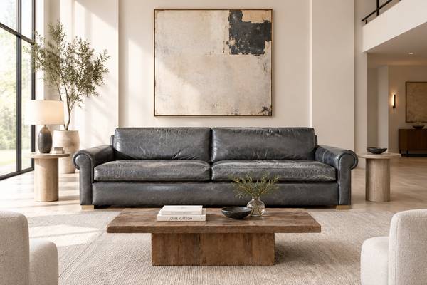 Restoration Hardware Luxe Depth & 100% Brompton leather 1