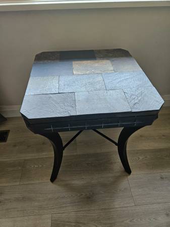 Solid slate end table 1