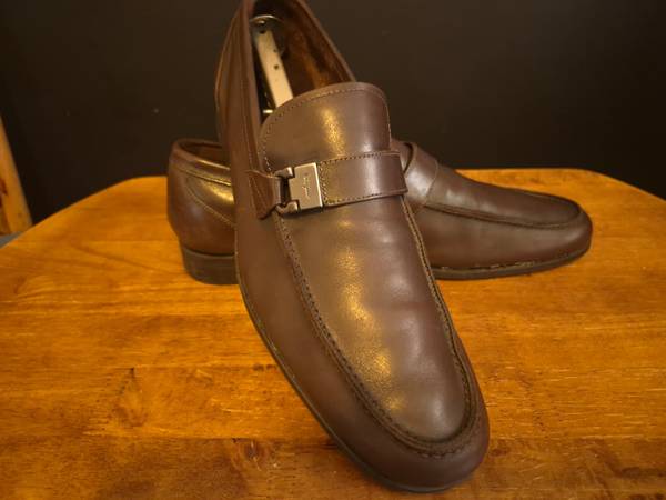 Salvatore Ferragamo Leather Loafers - Dark Brown - Size 10 1