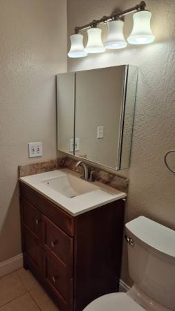 Bathroom fixtures - light, cabinet, 30”vanity $12 1