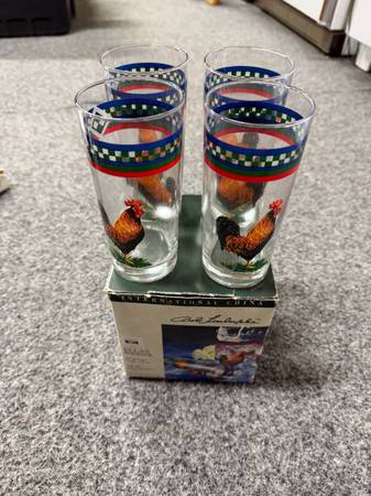 Set of 4 Glasses-Ella's Rooster 1
