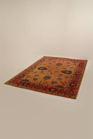 Tufted Wool Orange Rectangular Floral/Botanical Area rug 1