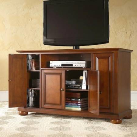 Cherry transitional TV cabinet 1