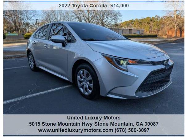 2022 Toyota Corolla LE 4dr Sedan - $14,000 (Stone Mountain)63620914575107120