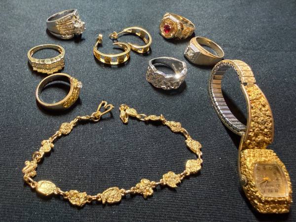 Gold Nugget, Diamond and Ruby Jewelry 1