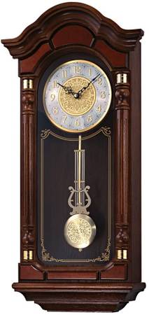 "SEIKO" Brown Solid Oak Case Wall Clock 1