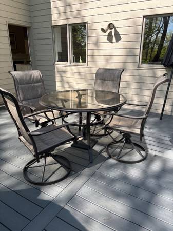 Outdoor Dining Set and Rocking Bench 1