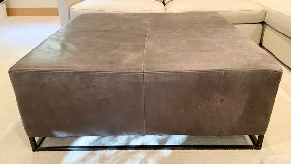 Grey suede leather coffee table 1